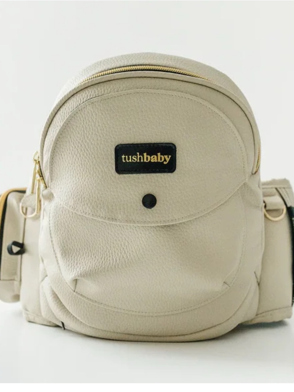 Tushbaby Hip seat carrier strapless multi compartment faux leather Cream New